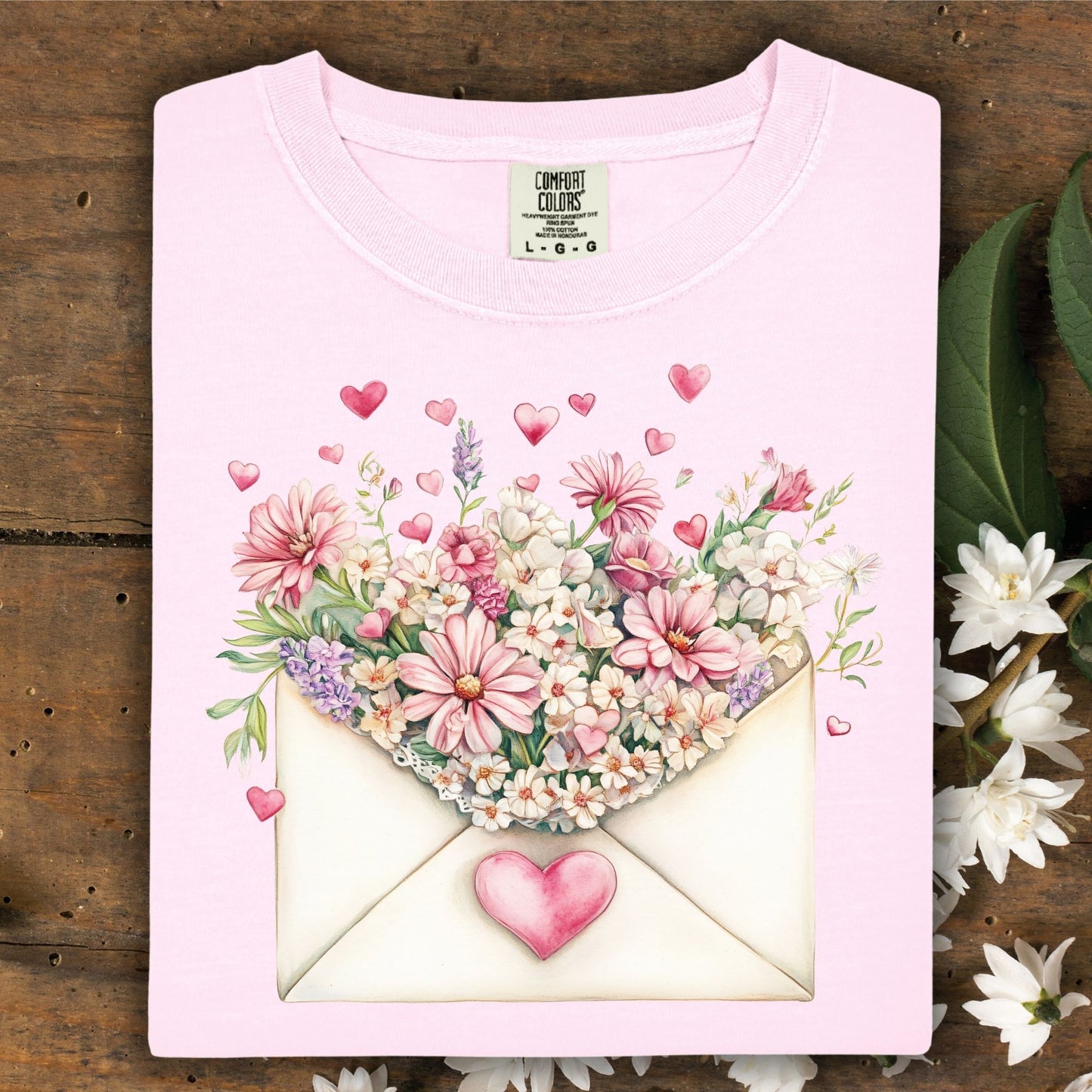 Valentine's Pink Floral Love Letter T-Shirt