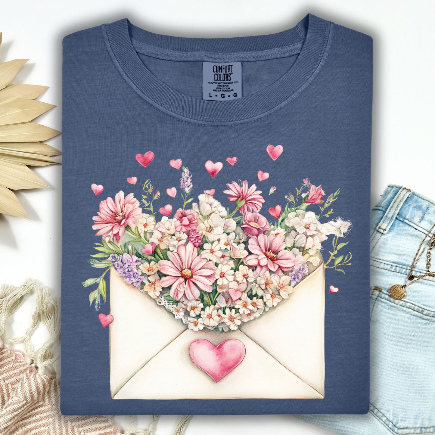Valentine's Pink Floral Love Letter T-Shirt