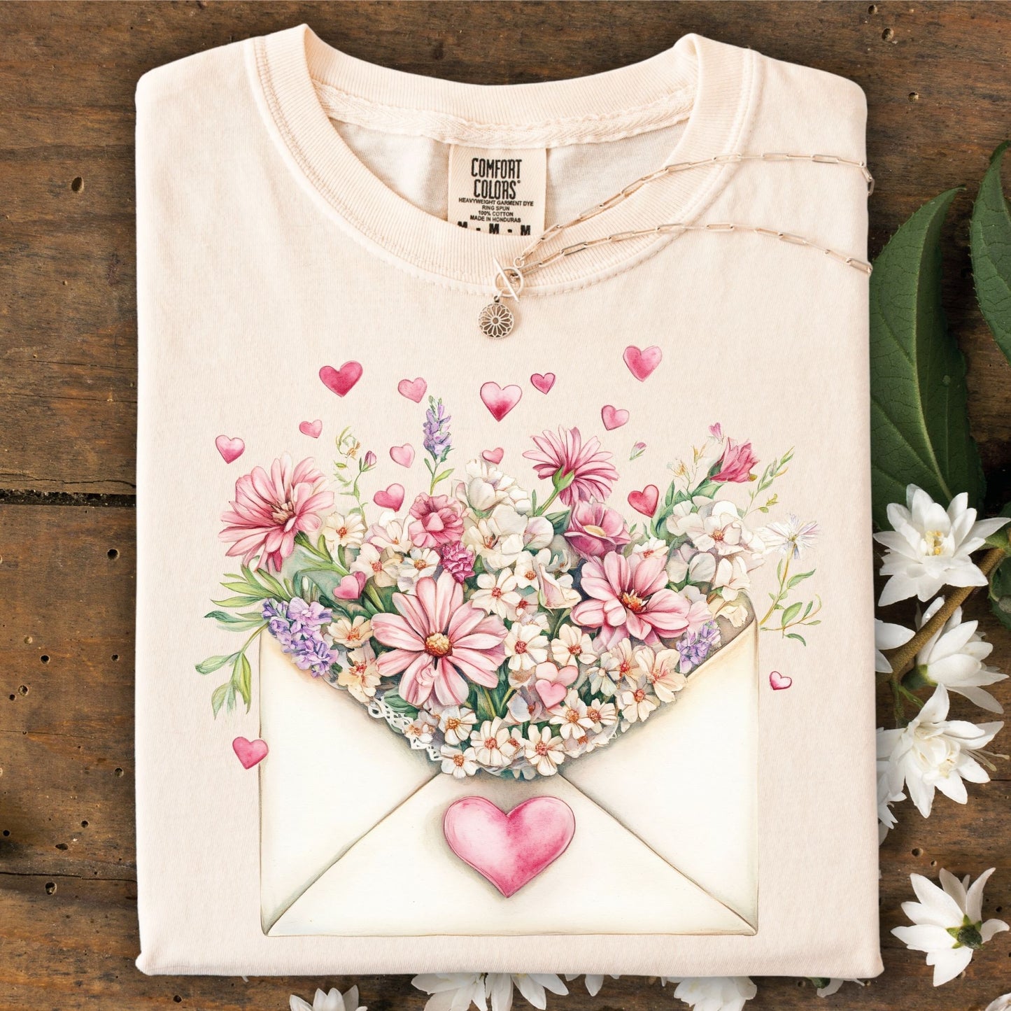 Valentine's Pink Floral Love Letter T-Shirt