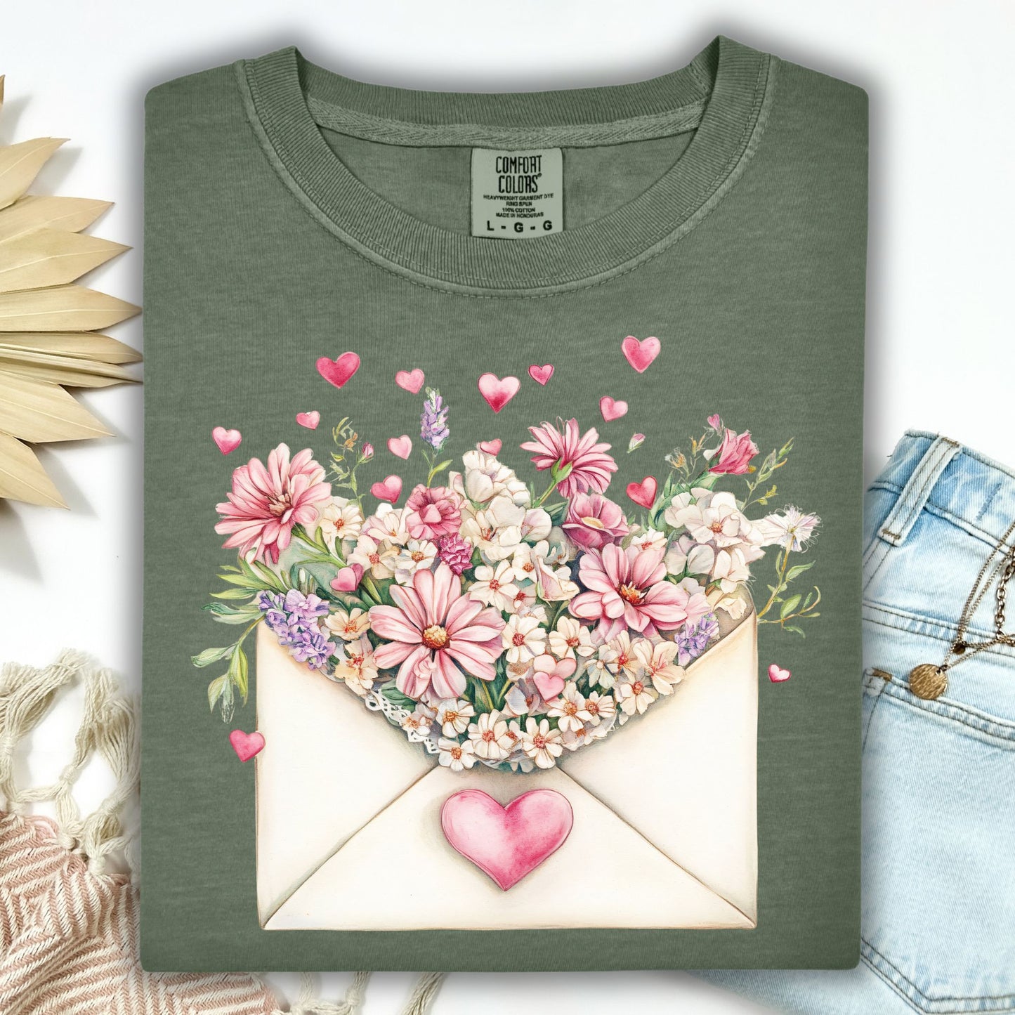 Valentine's Pink Floral Love Letter T-Shirt