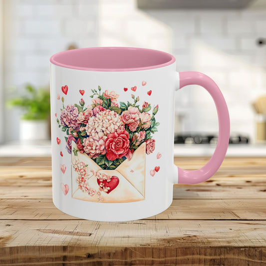 Valentine's Red Vintage Floral Envelope Mug (11/15oz)