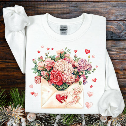 Valentine's Red Vintage Floral Envelope Sweatshirt