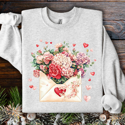 Valentine's Red Vintage Floral Envelope Sweatshirt