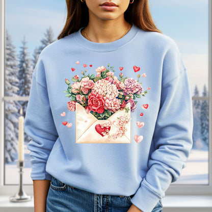 Valentine's Red Vintage Floral Envelope Sweatshirt