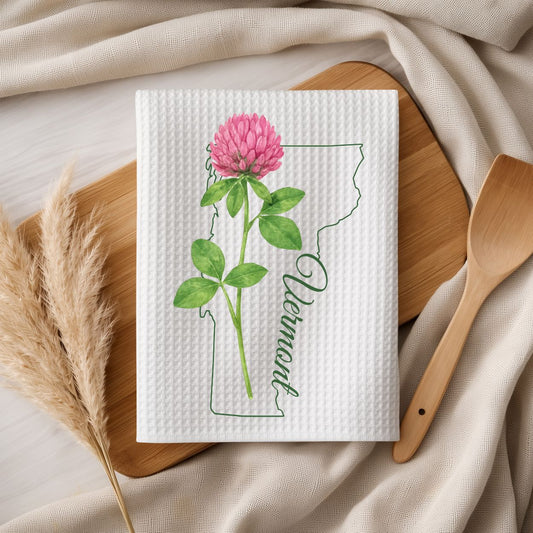 Vermont State Flower Tea Towel — Red Clover