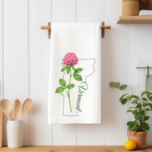 Vermont State Flower Tea Towel — Red Clover