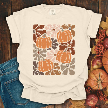 Vibrant Retro Floral Pumpkin T-Shirt
