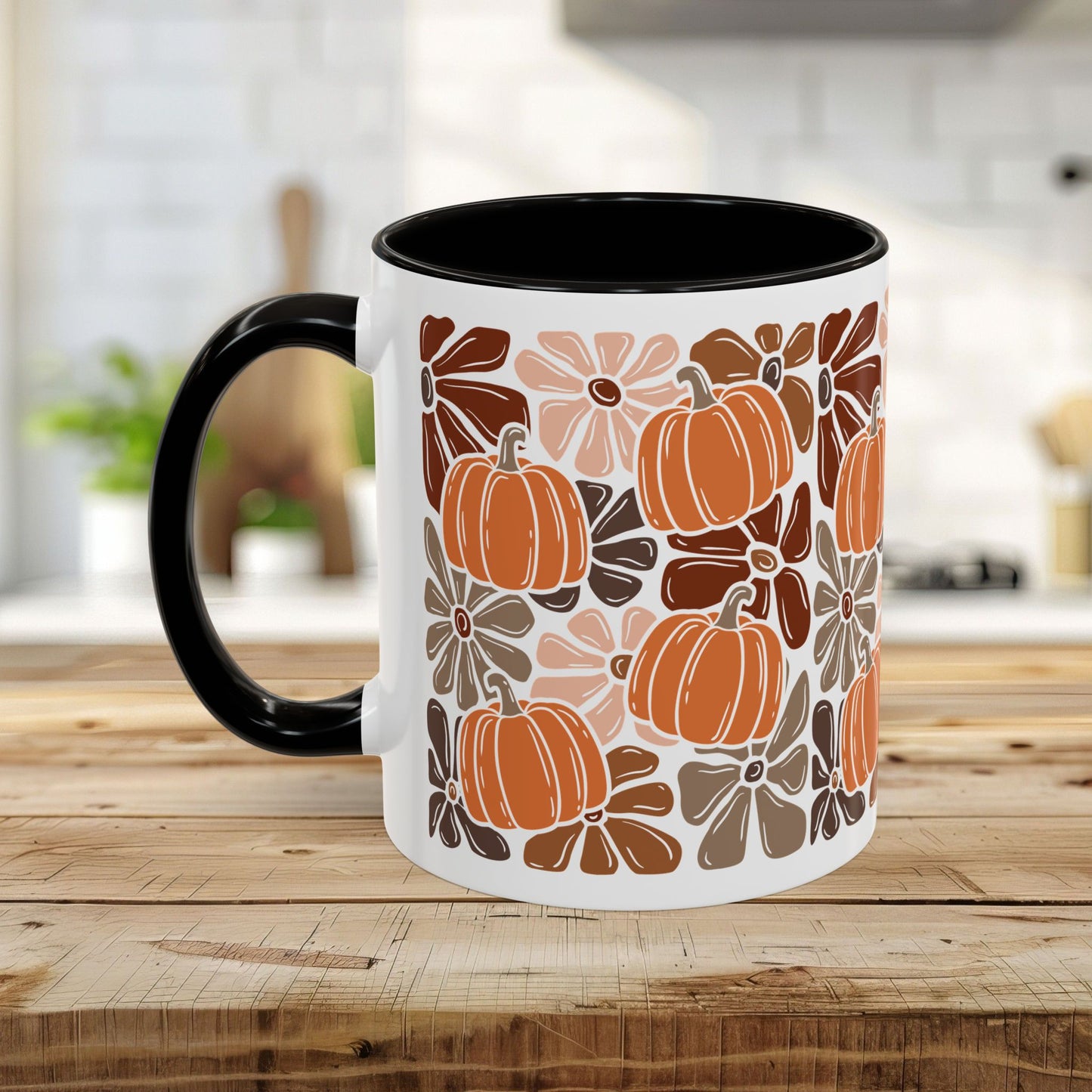 Vibrant Retro Floral Pumpkins Mug (11/15oz)