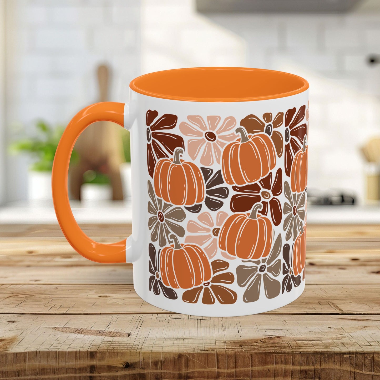 Vibrant Retro Floral Pumpkins Mug (11/15oz)