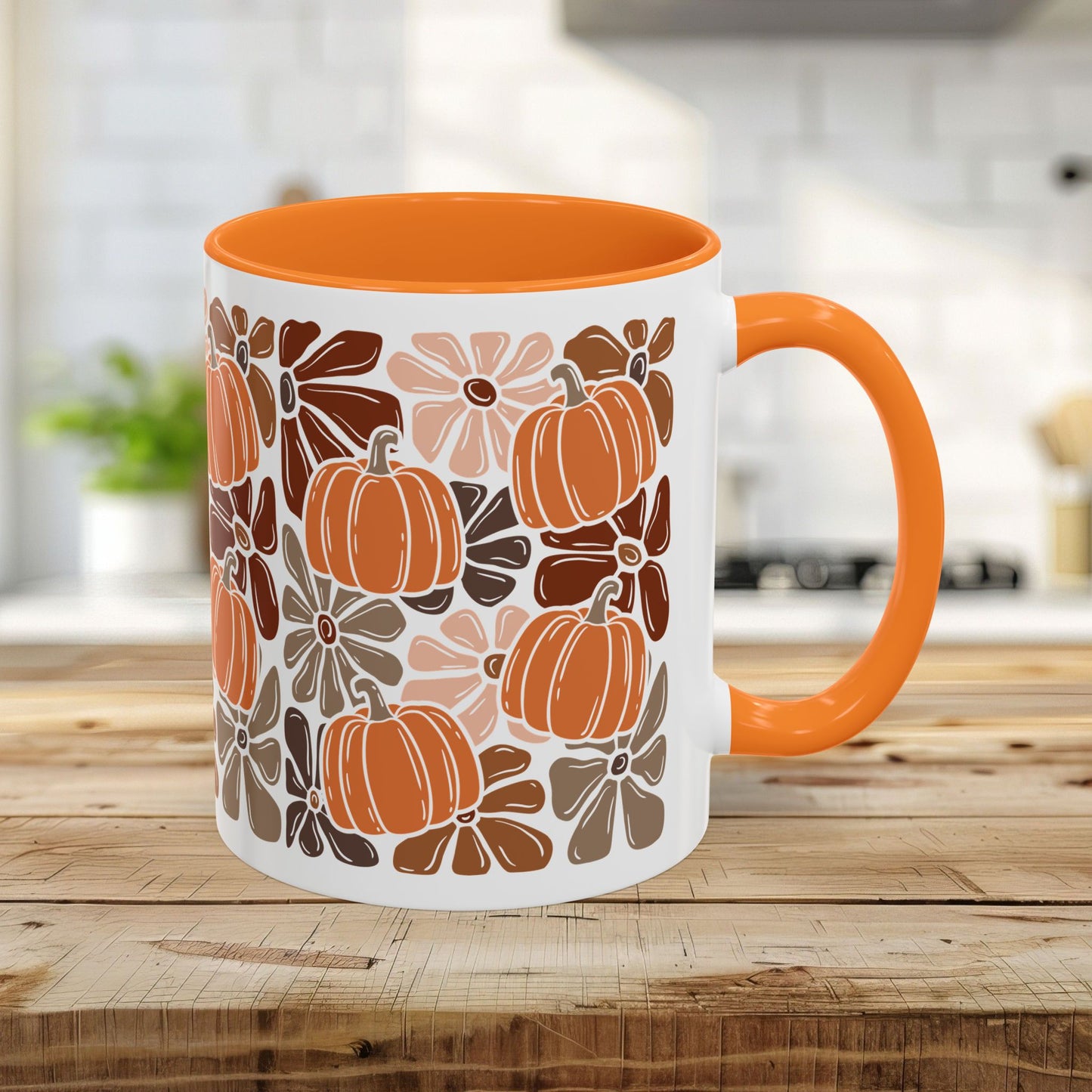 Vibrant Retro Floral Pumpkins Mug (11/15oz)