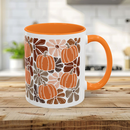 Vibrant Retro Floral Pumpkins Mug (11/15oz)