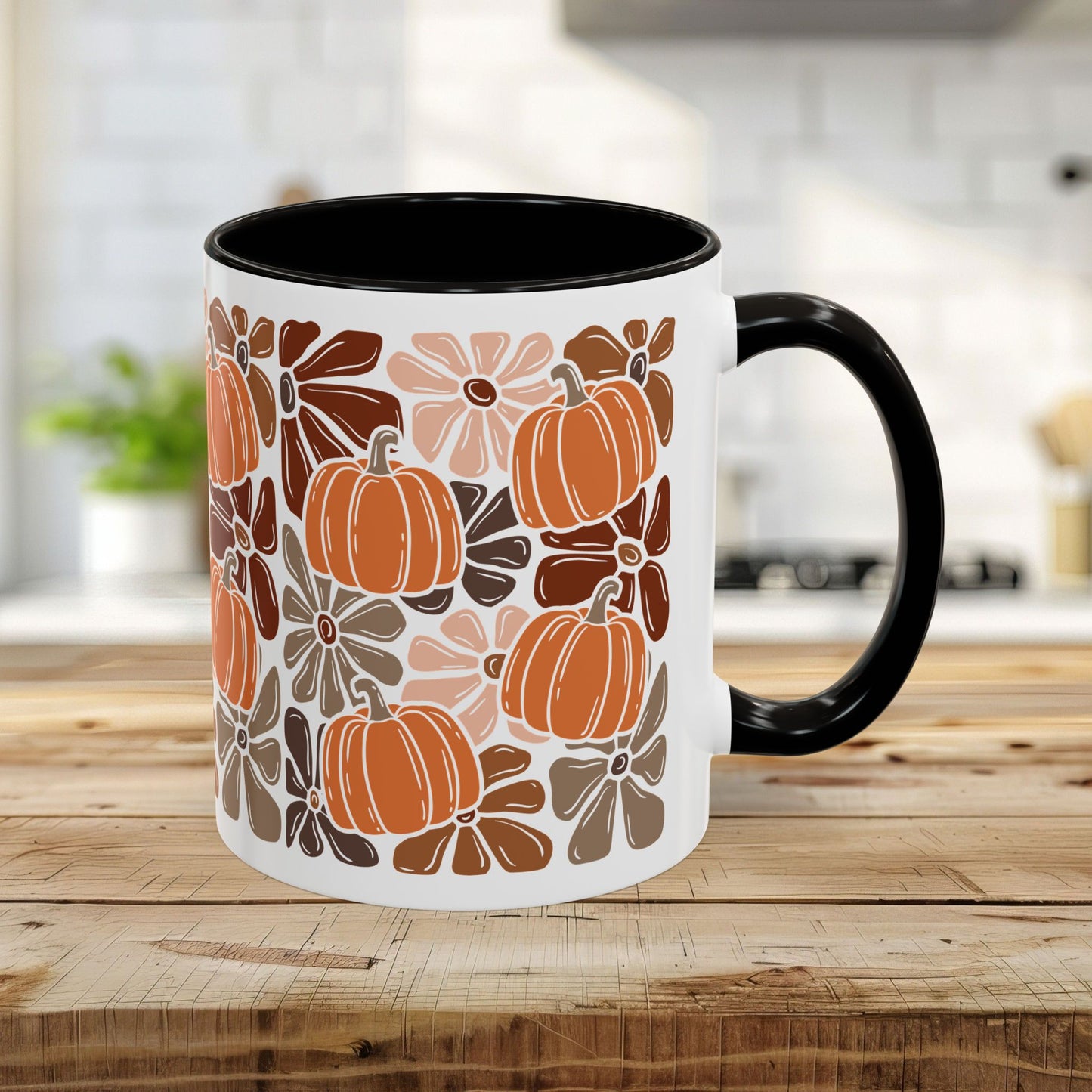 Vibrant Retro Floral Pumpkins Mug (11/15oz)