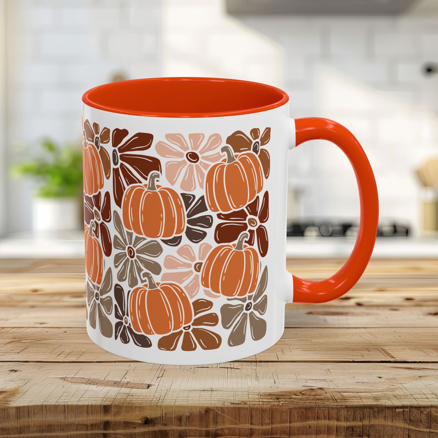 Vibrant Retro Floral Pumpkins Mug (11/15oz)