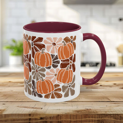 Vibrant Retro Floral Pumpkins Mug (11/15oz)