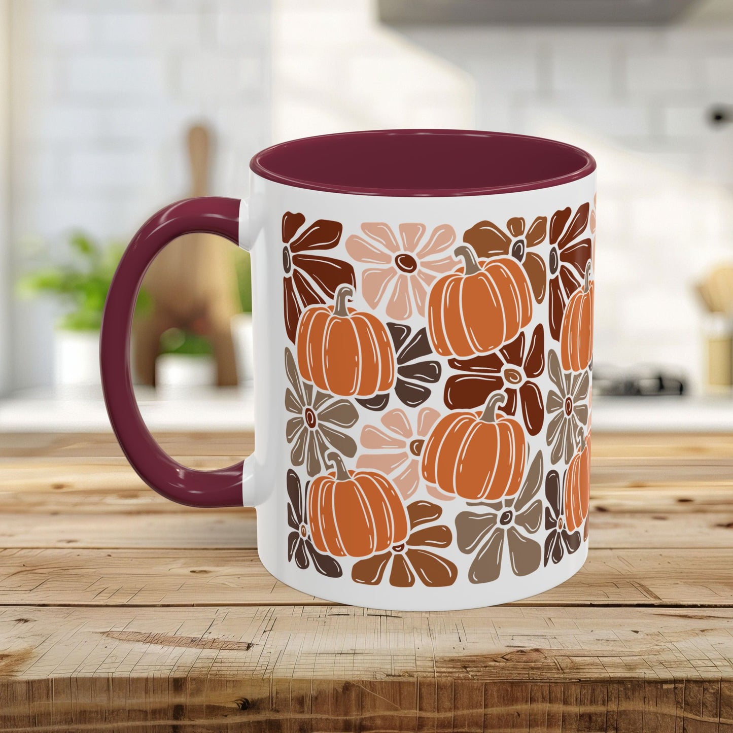 Vibrant Retro Floral Pumpkins Mug (11/15oz)