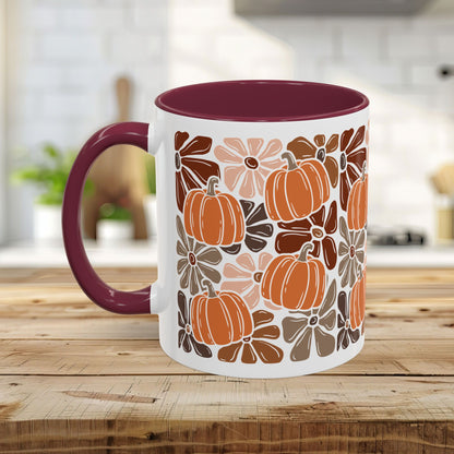Vibrant Retro Floral Pumpkins Mug (11/15oz)