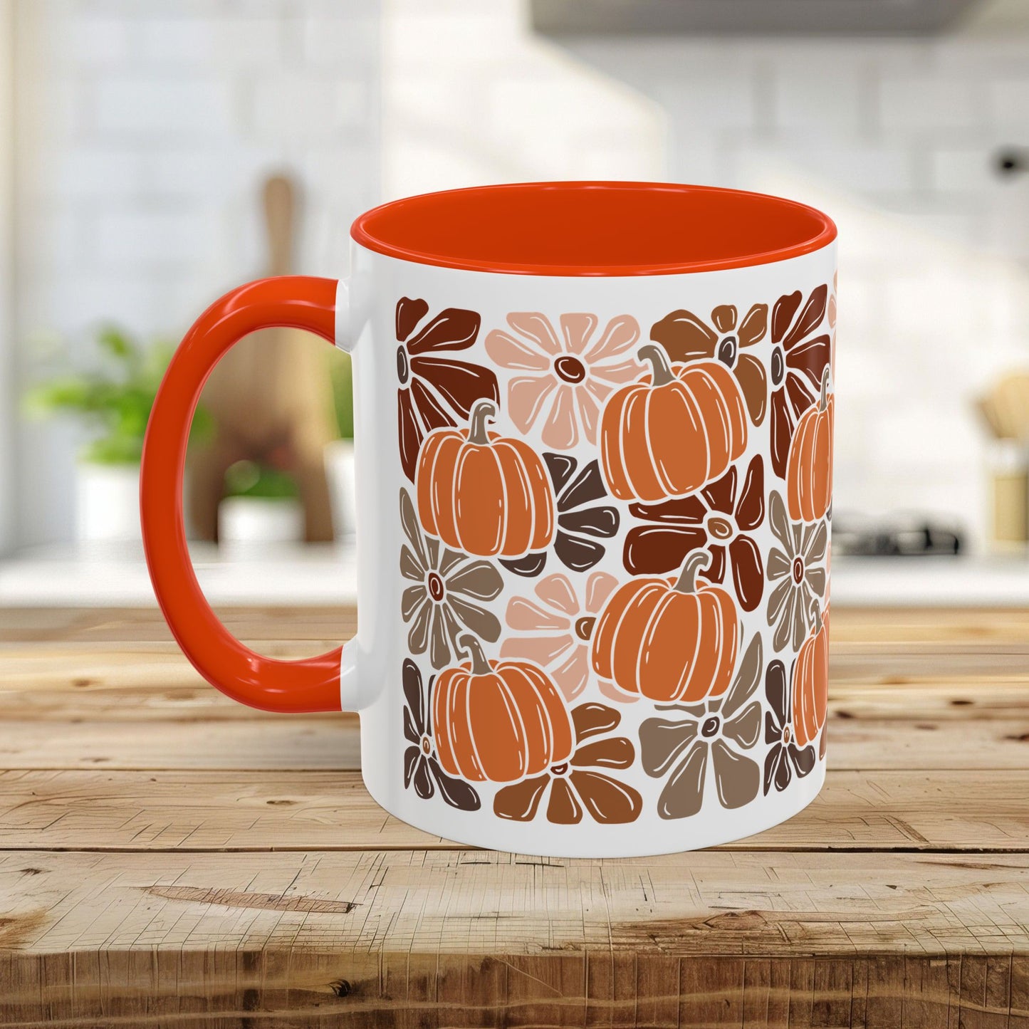 Vibrant Retro Floral Pumpkins Mug (11/15oz)