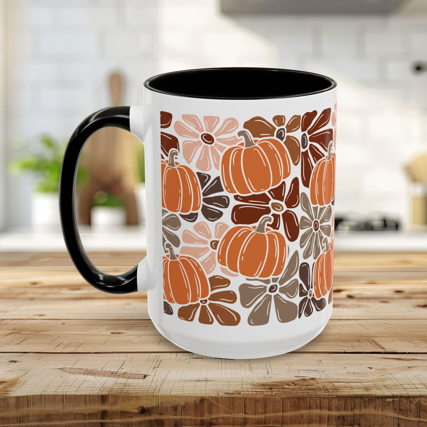 Vibrant Retro Floral Pumpkins Mug (11/15oz)