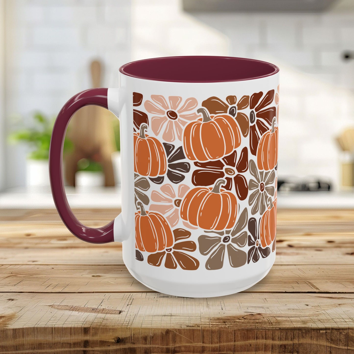Vibrant Retro Floral Pumpkins Mug (11/15oz)