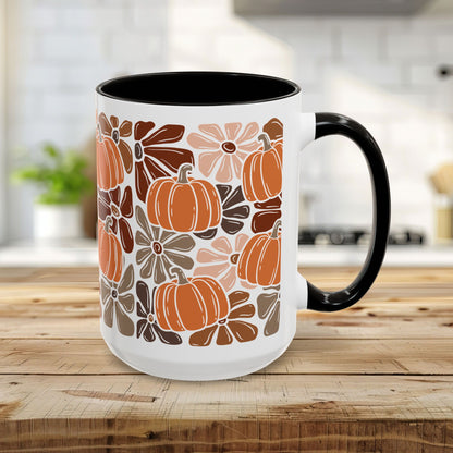 Vibrant Retro Floral Pumpkins Mug (11/15oz)