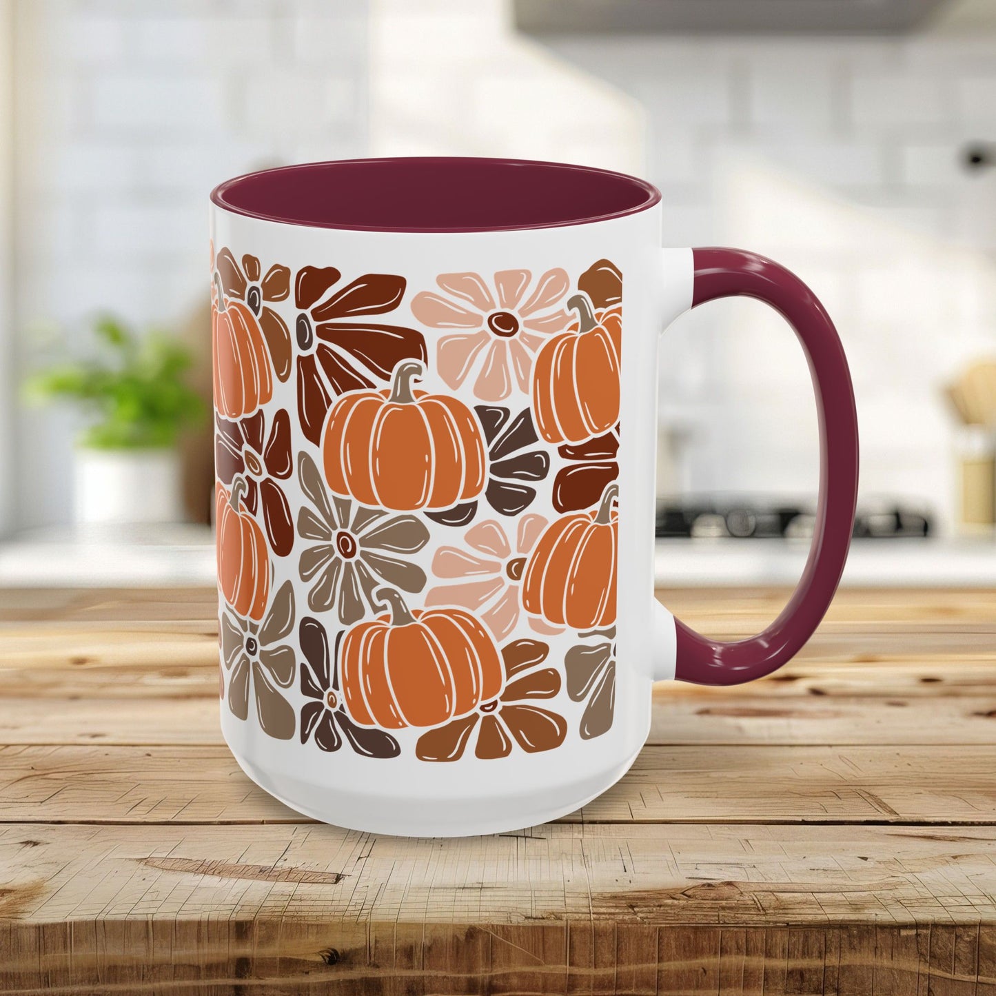 Vibrant Retro Floral Pumpkins Mug (11/15oz)
