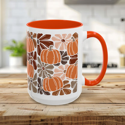 Vibrant Retro Floral Pumpkins Mug (11/15oz)