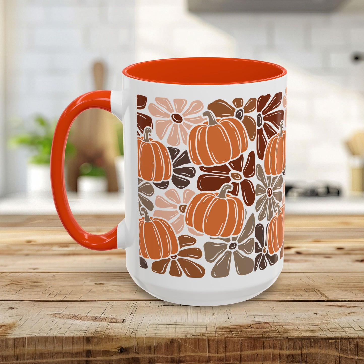 Vibrant Retro Floral Pumpkins Mug (11/15oz)