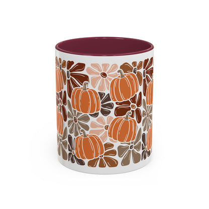 Vibrant Retro Floral Pumpkins Mug (11/15oz)