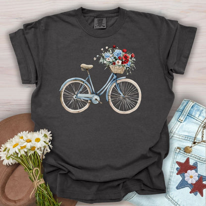 Vintage Americana Bicycle with Flowers T-Shirt