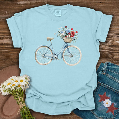 Vintage Americana Bicycle with Flowers T-Shirt