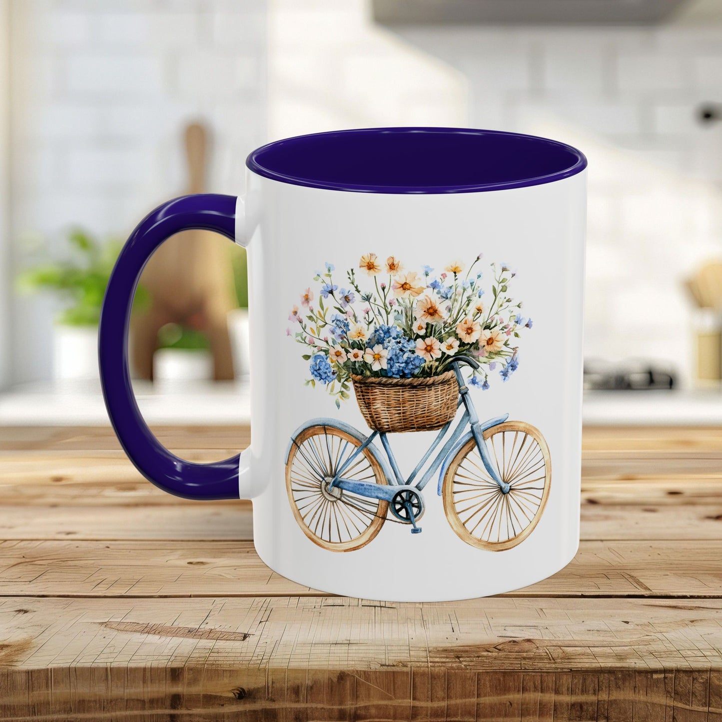Vintage Bicycle with Basket of Wildflowers Mug (11/15oz)