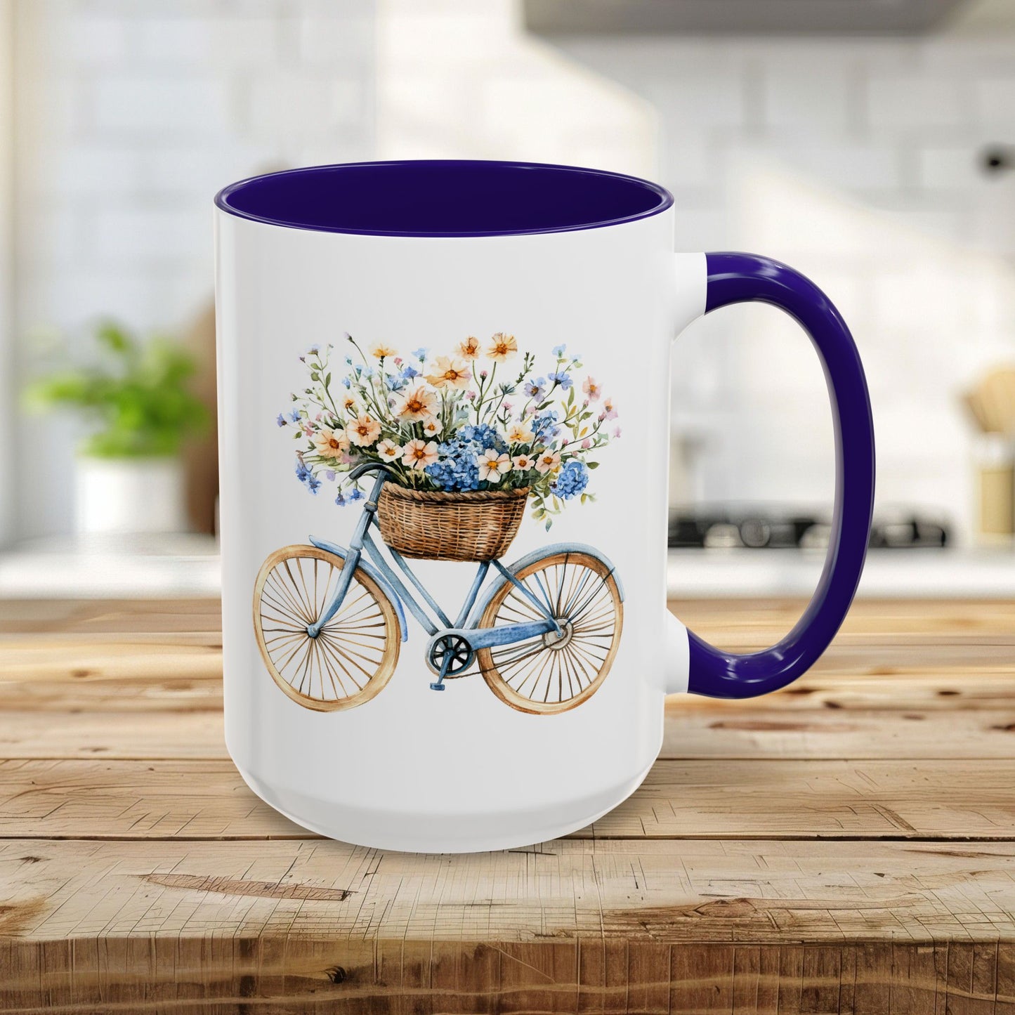 Vintage Bicycle with Basket of Wildflowers Mug (11/15oz)