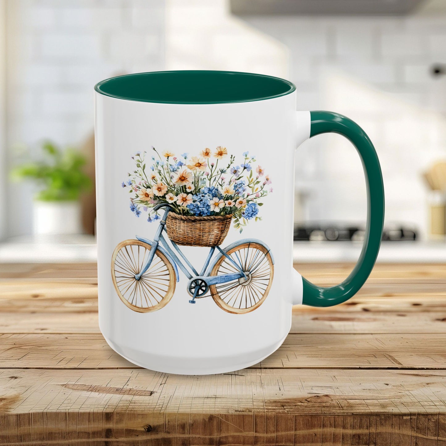 Vintage Bicycle with Basket of Wildflowers Mug (11/15oz)