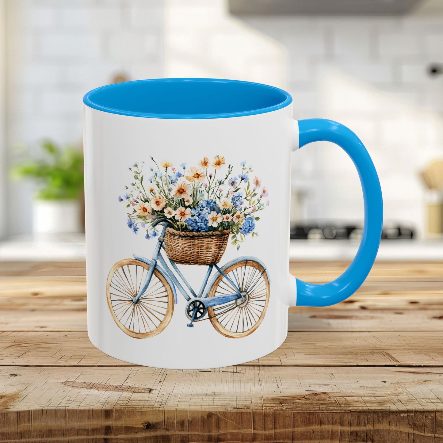 Vintage Bicycle with Basket of Wildflowers Mug (11/15oz)