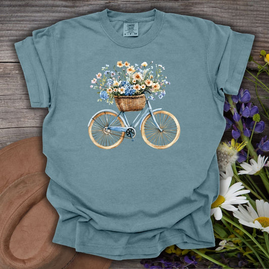 Vintage Bicycle with Basket of Wildflowers T-Shirt