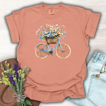 Vintage Bicycle with Basket of Wildflowers T-Shirt