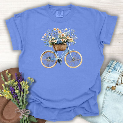 Vintage Bicycle with Basket of Wildflowers T-Shirt