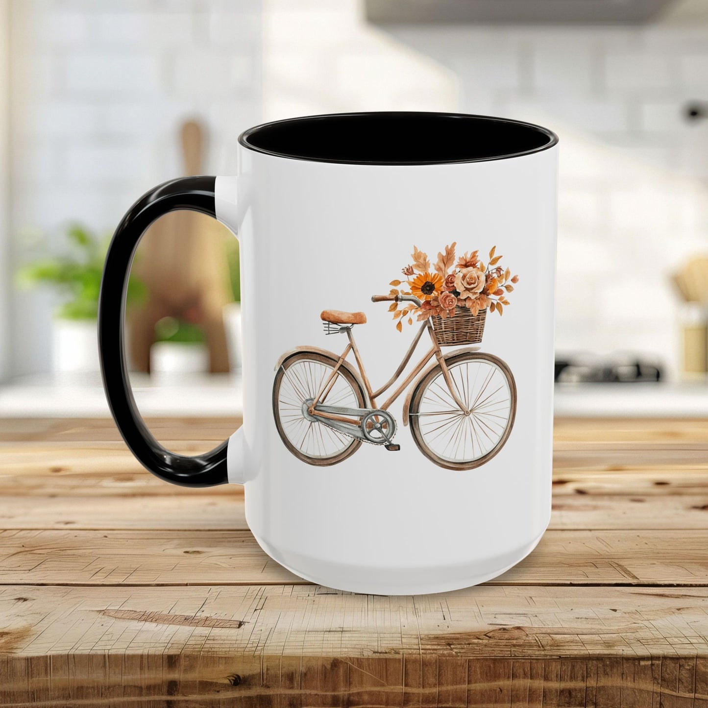 Vintage Bicycle with Fall Floral Basket (11/15oz)