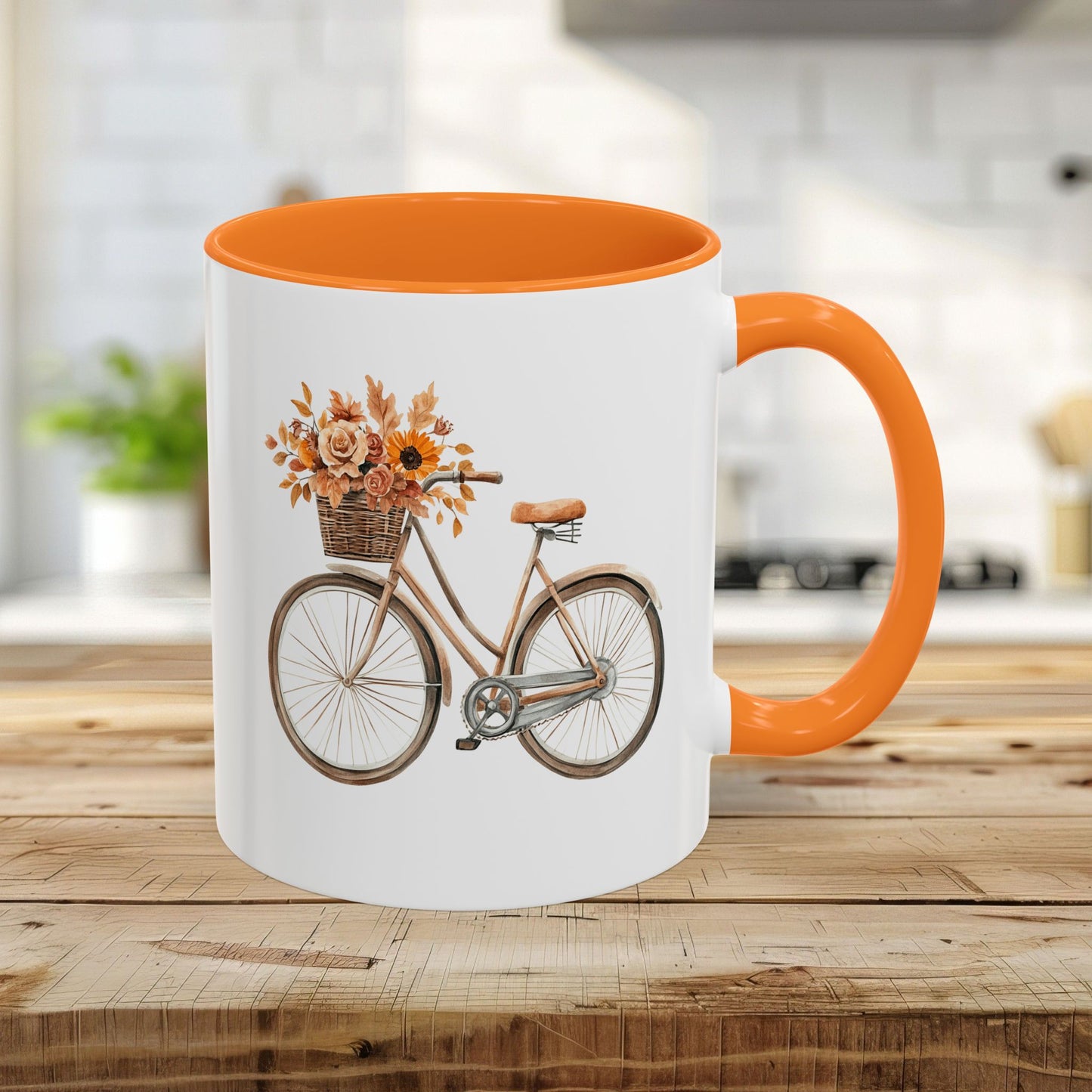 Vintage Bicycle with Fall Floral Basket (11/15oz)