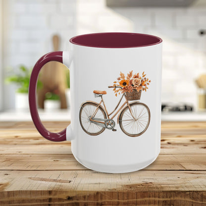 Vintage Bicycle with Fall Floral Basket (11/15oz)