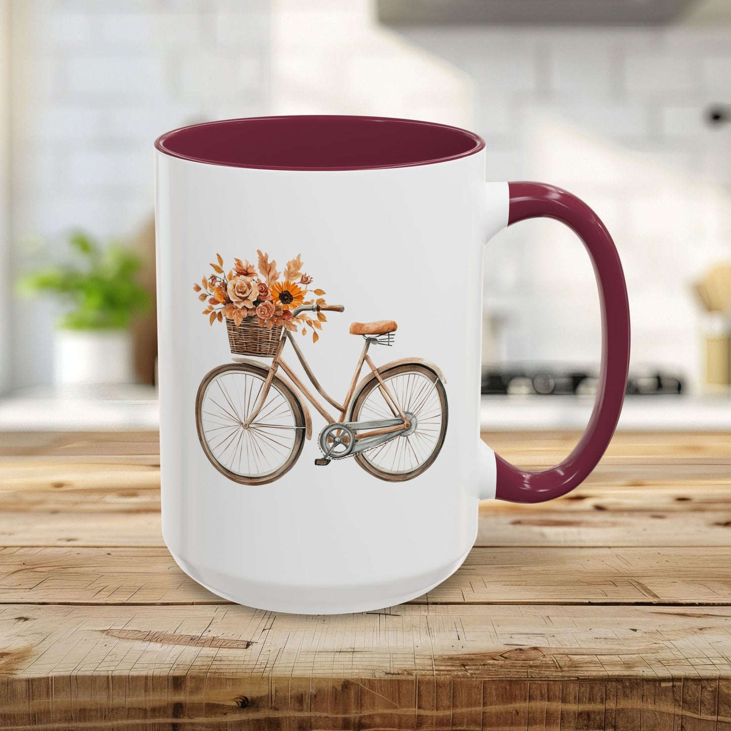 Vintage Bicycle with Fall Floral Basket (11/15oz)