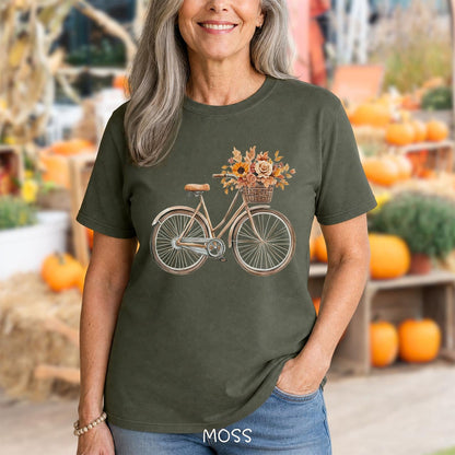 Vintage Bicycle with Fall Flower Basket T-Shirt