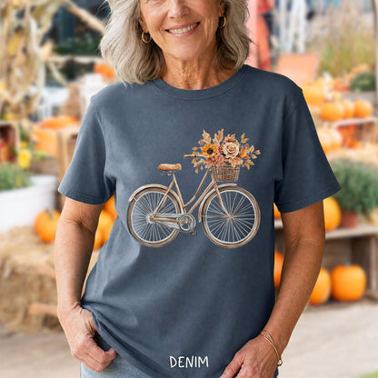 Vintage Bicycle with Fall Flower Basket T-Shirt