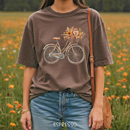 Vintage Bicycle with Fall Flower Basket T-Shirt