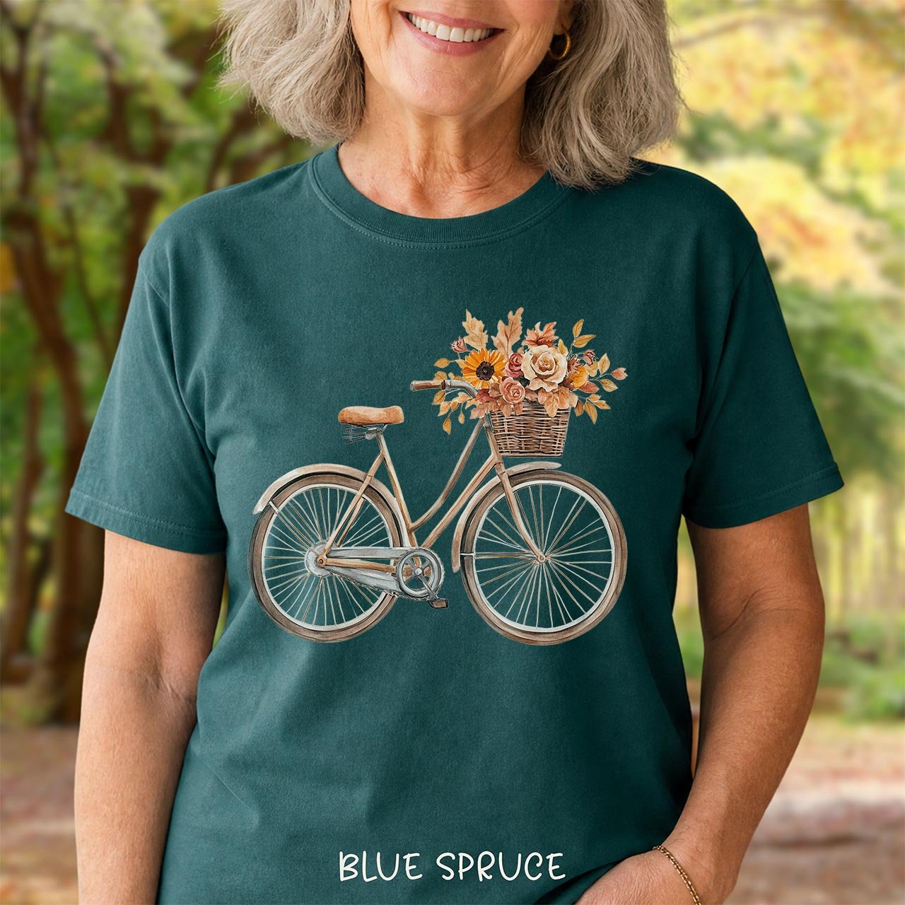 Vintage Bicycle with Fall Flower Basket T-Shirt