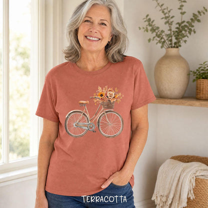 Vintage Bicycle with Fall Flower Basket T-Shirt