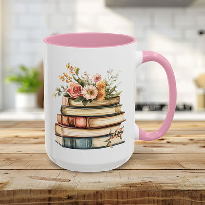 Vintage Books and Summer Flowers Mug (11/15oz)