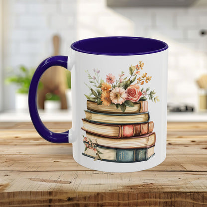 Vintage Books and Summer Flowers Mug (11/15oz)
