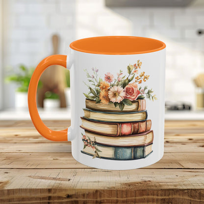 Vintage Books and Summer Flowers Mug (11/15oz)