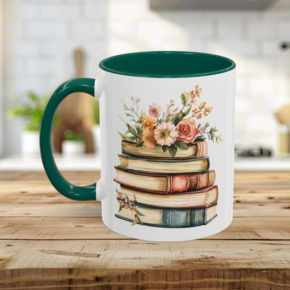 Vintage Books and Summer Flowers Mug (11/15oz)